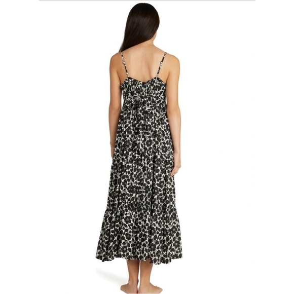 Kate Spade Tiered Midi Dress Rosy Garden with back tie detail NEW - Picture 2 of 5
